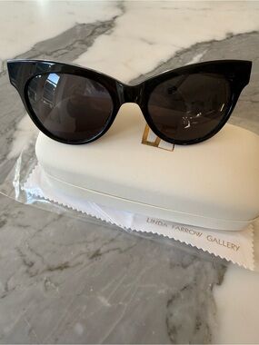 Linda Farrow for The Row Glossy Black Cat-Eye Sunglasses